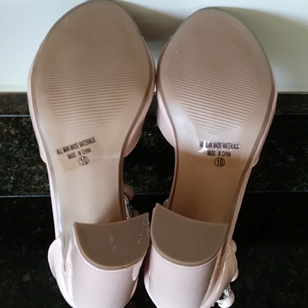 Charlotte Russe Y2k Studded Quecy Chunky Block Heels 10 Nude - Picture 14 of 16